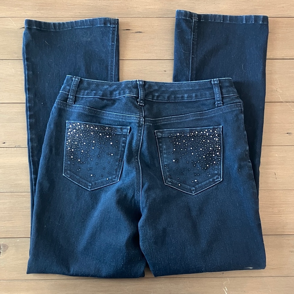 Laura Ashley Embellished Pocket Darkwash Bootcut Stretch Denim Jeans 8P